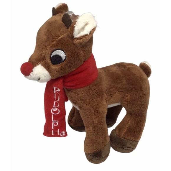 Plush Rudolph Red Nosed Reindeer Toy Christmas Scarf Children Collect Deer NEW - Picture 1 of 8